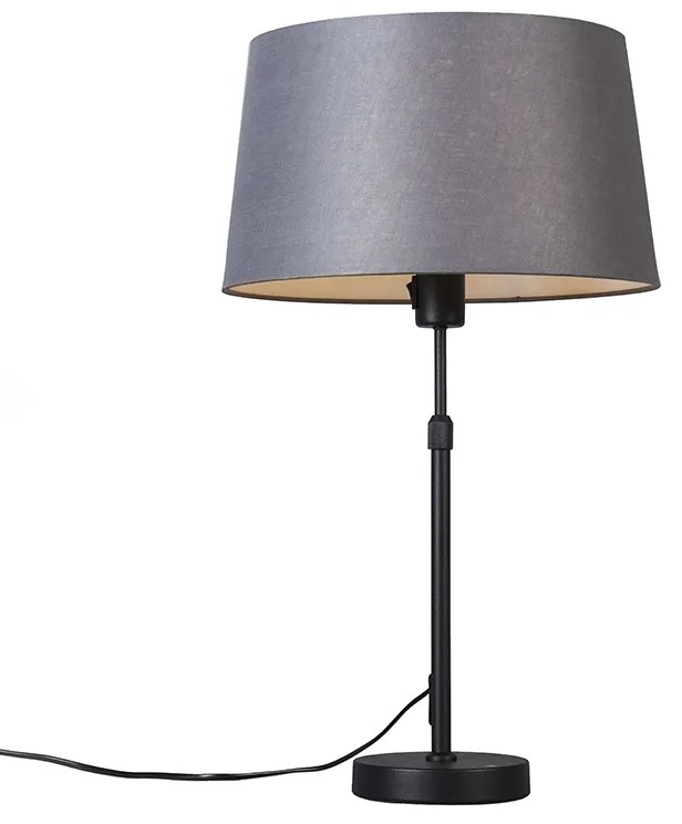 Lampa stołowa regulowana czarna klosz szary 35cm - Parte Nowoczesny Oswietlenie wewnetrzne