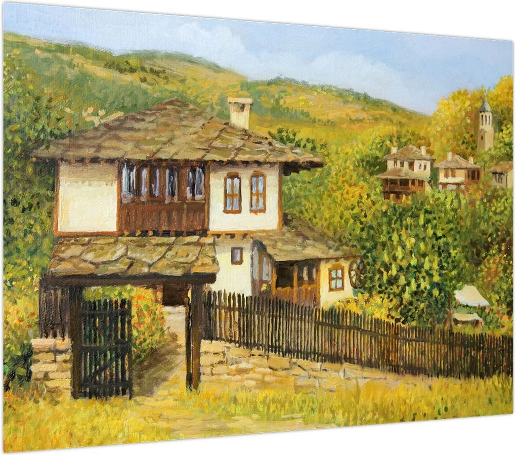 Obraz na szkle - Domki letniskowe w lecie (70x50 cm)