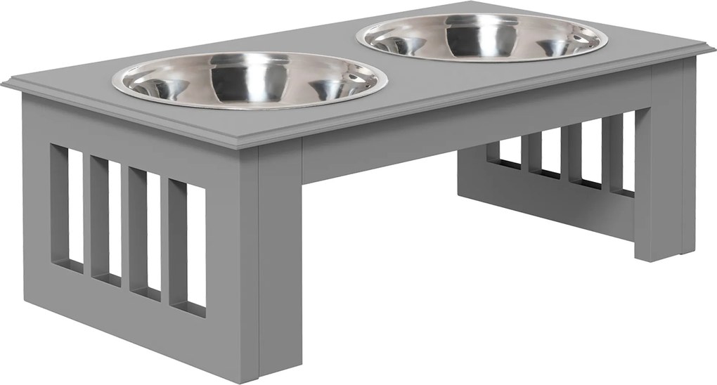 PawHut Stacja żywieniowa dla psów, antypoślizgowa, 44x24x15cm, Szara, 0,9L na miskę