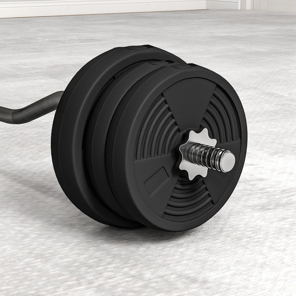 SPORTNOW Zestaw sztangi 25 kg Antypoślizgowy gryf typu curl z 6 obciążeniami, powłoka PVC, stalowy gryf | Aosom PL