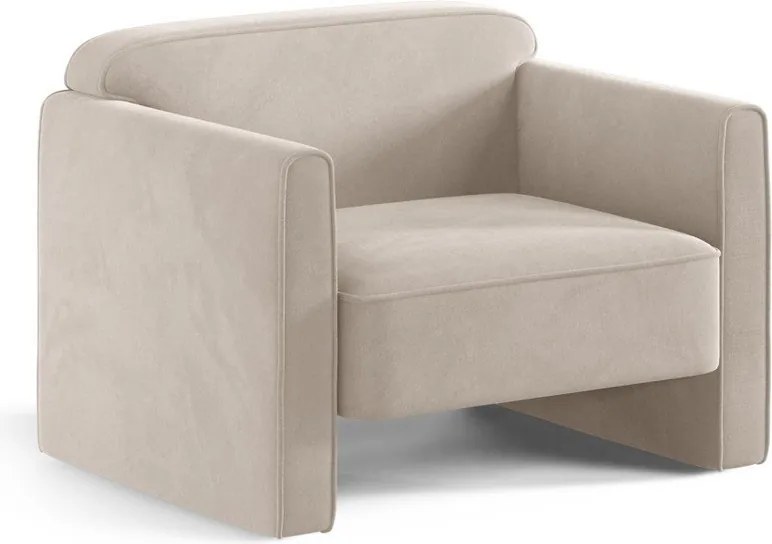 Beżowy aksamitny fotel Abby – Micadoni