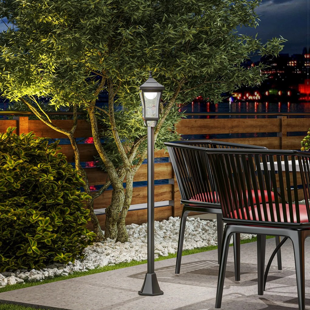 Outsunny Latarnia solarna ogrodowa 127 cm – zimne białe LED, czujnik zmierzchu, IP44