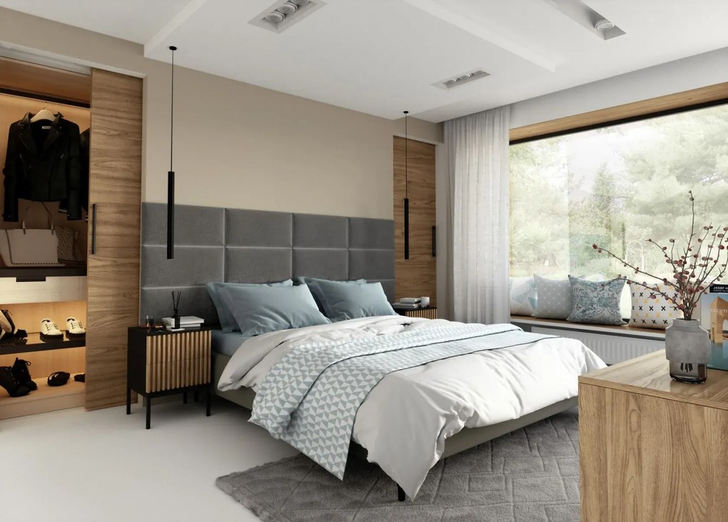 Zestaw 12 paneli tapicerowanych QUADRATTA 240x90 szary ELTAP