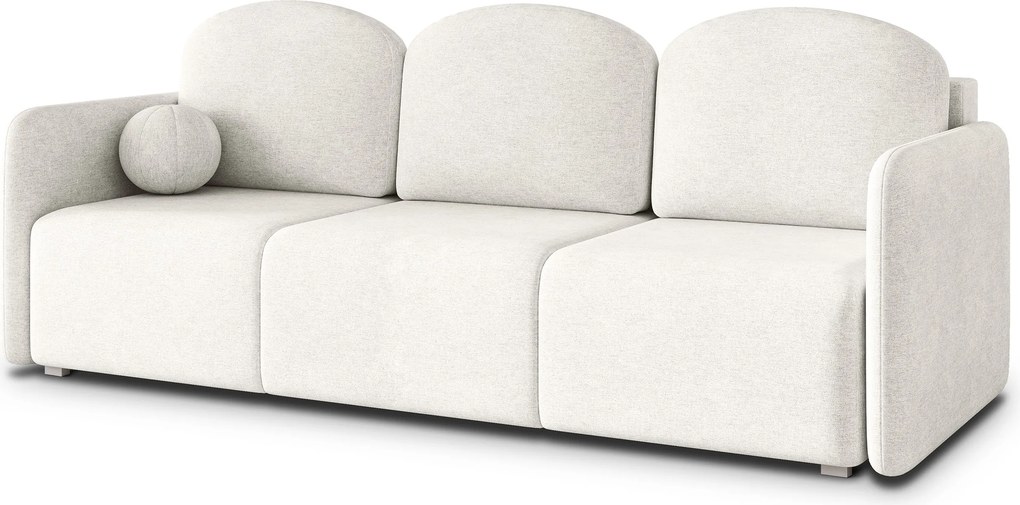 Masseno Sofa SUVI III z funkcją spania i pojemnikiem na pościel, Rozkładana sofa - Kremowy, NEVE 02