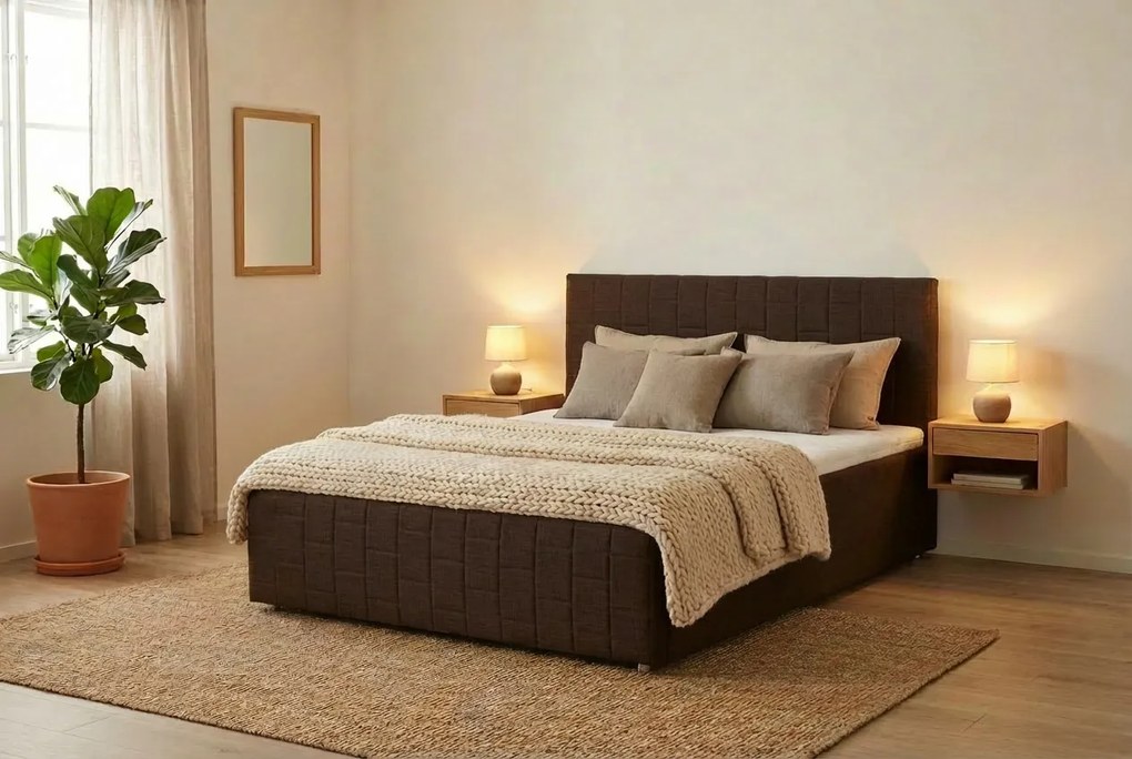 Łóżko OTTO 160x200 cm Ciemny brąz Z materacem