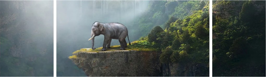 Obraz - Słonie na szczycie Tadż Mahal (170x50 cm)