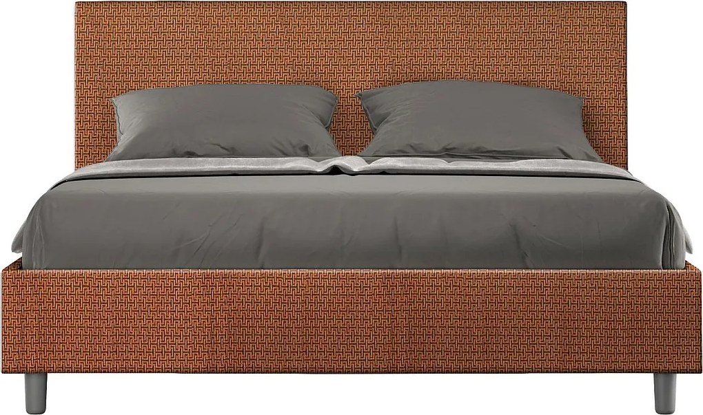 Łóżko bez stelaża tapicerowane 160x200 tkaniny Labirinto 04 Pomarańczowy Adele