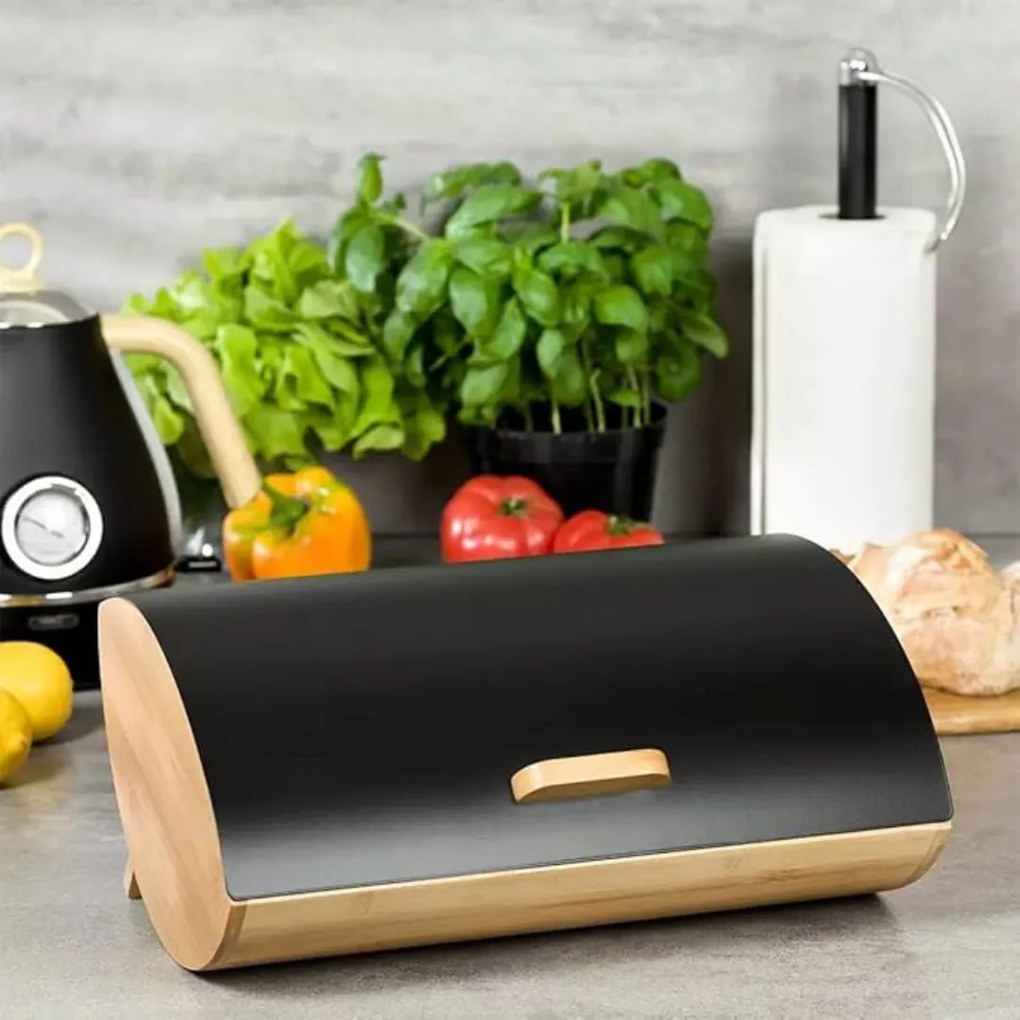 Pojemnik na chleb czarny bambusowy CRUSTY