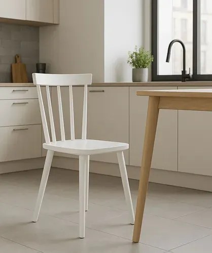Białe skandynawskie krzesło patyczak E9-A07