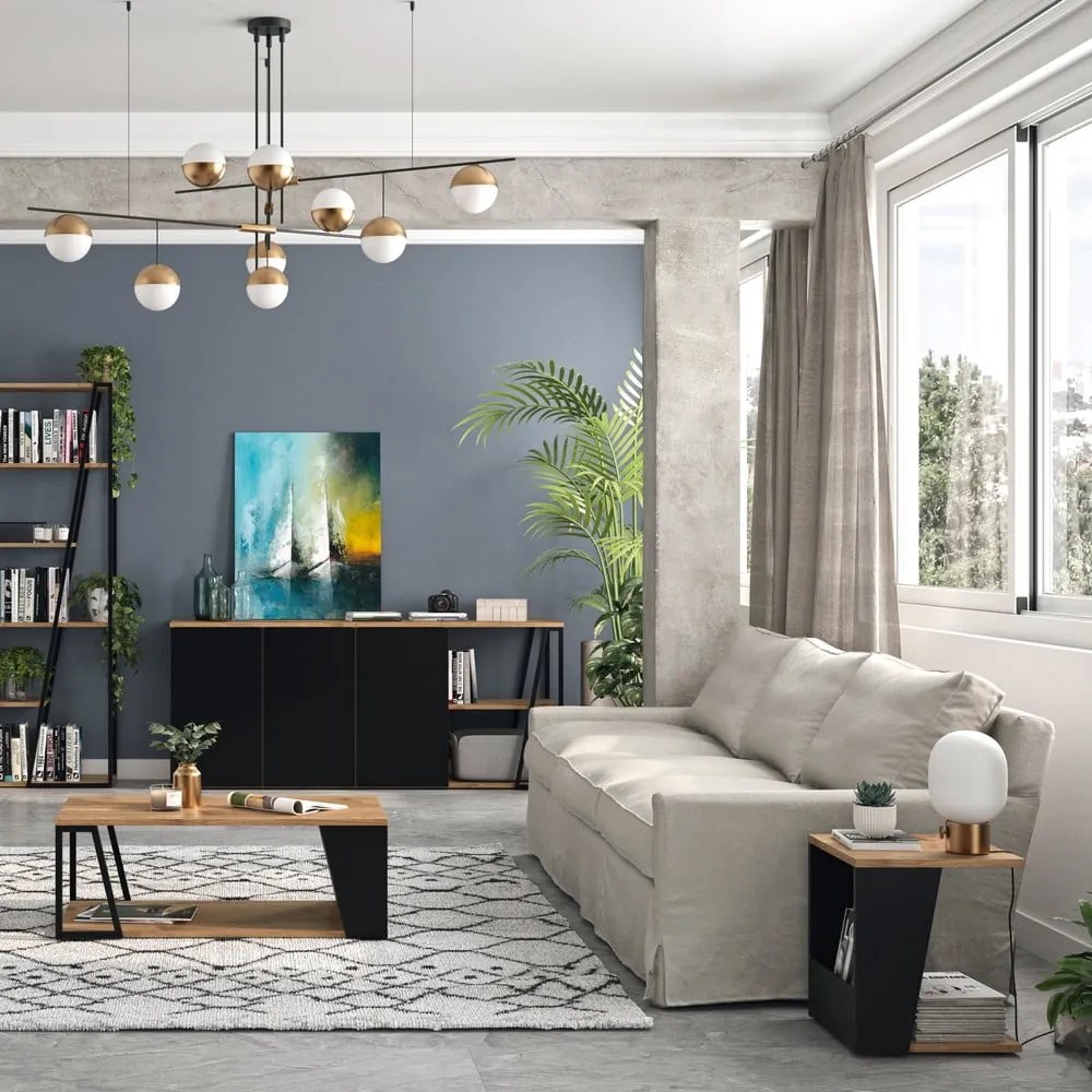 Stolik z blatem w dekorze drewna orzechowego 40x40 cm Albi – TemaHome