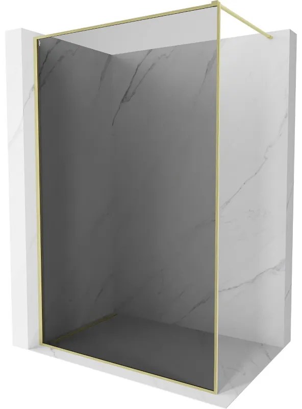 Mexen Kioto-F ścianka prysznicowa Walk-in z ramką 100 x 202 cm, grafit 8 mm, złota szczotkowana - 800-100-104-55-40