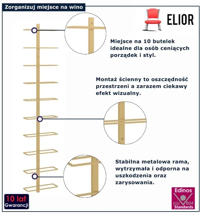 Metalowy złoty uchwyt na butelki H7-H37