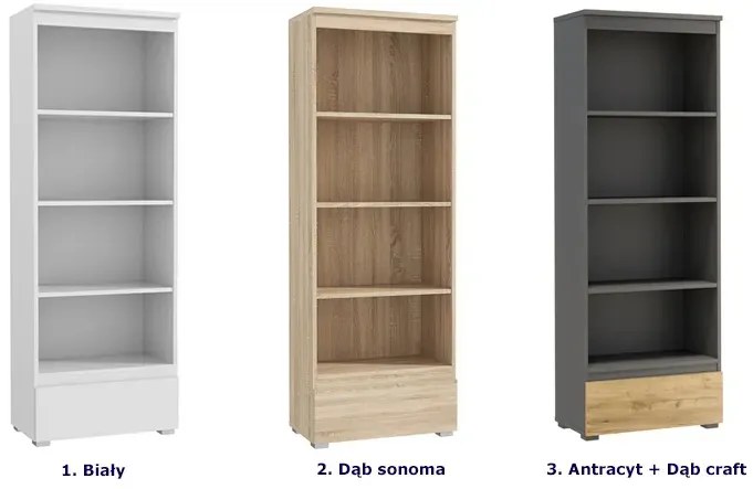 Klasyczny regał z szufladą dąb sonoma - Elsinor 5X