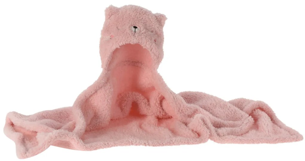 Koc z kapturem dla dzieci TEDDY, z uszkami, 70 x 100 cm