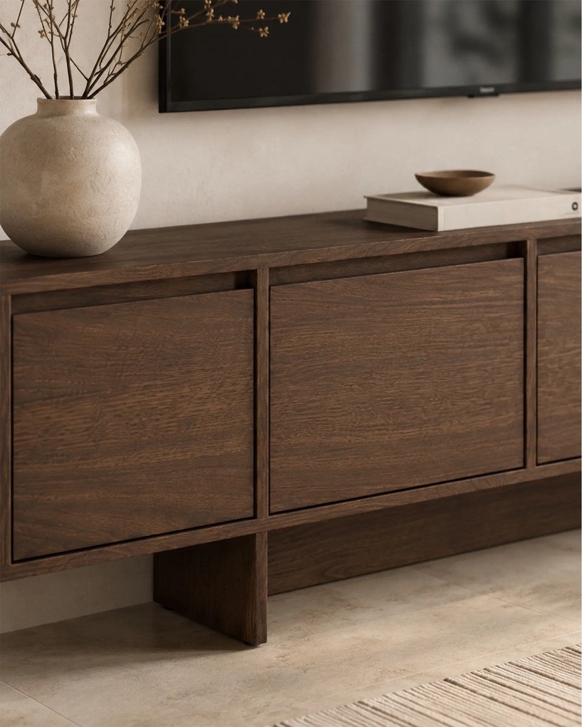 Szafka RTV czterodrzwiowa Zolia 180 cm na cokole - orzech elegant