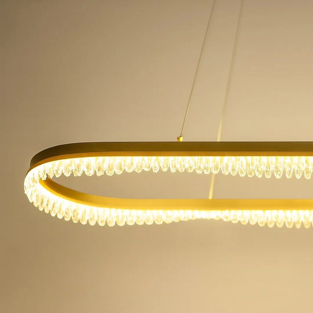 Lampa wisząca złota, kryształki PRECIOSA 45W LED