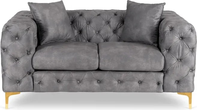 Sofa SORRENTO 2S Dwuosobowa Szara Welurowa Glamour