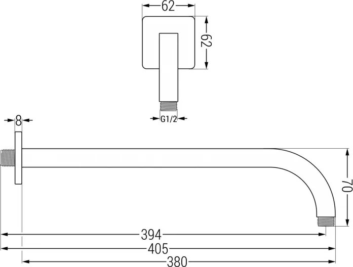 Mexen ramię prysznicowe ścienne 38 cm chrom - 79113-00