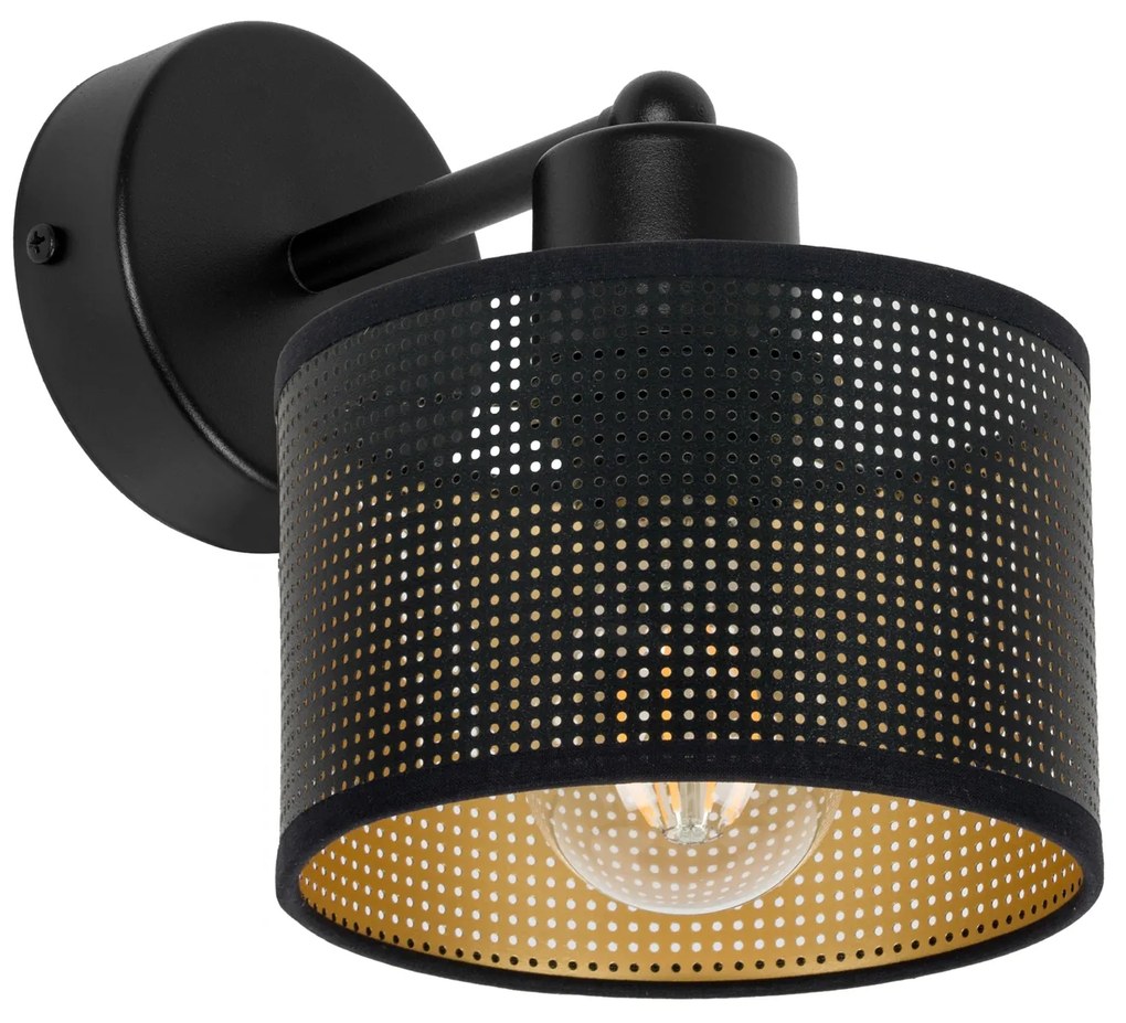 Czarny kinkiet jednopunktowy z czarnym abażurem WD-BE-1010SC-SC