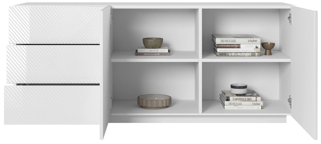 Komoda z szufladami Asha 167 cm - biały połysk