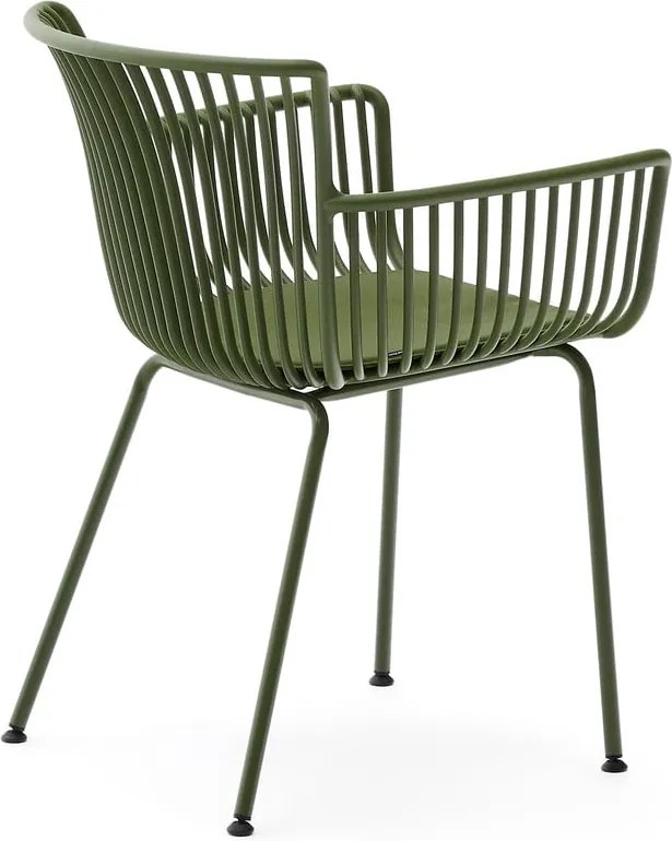 Ciemnozielone metalowe krzesło ogrodowe Surpika – Kave Home