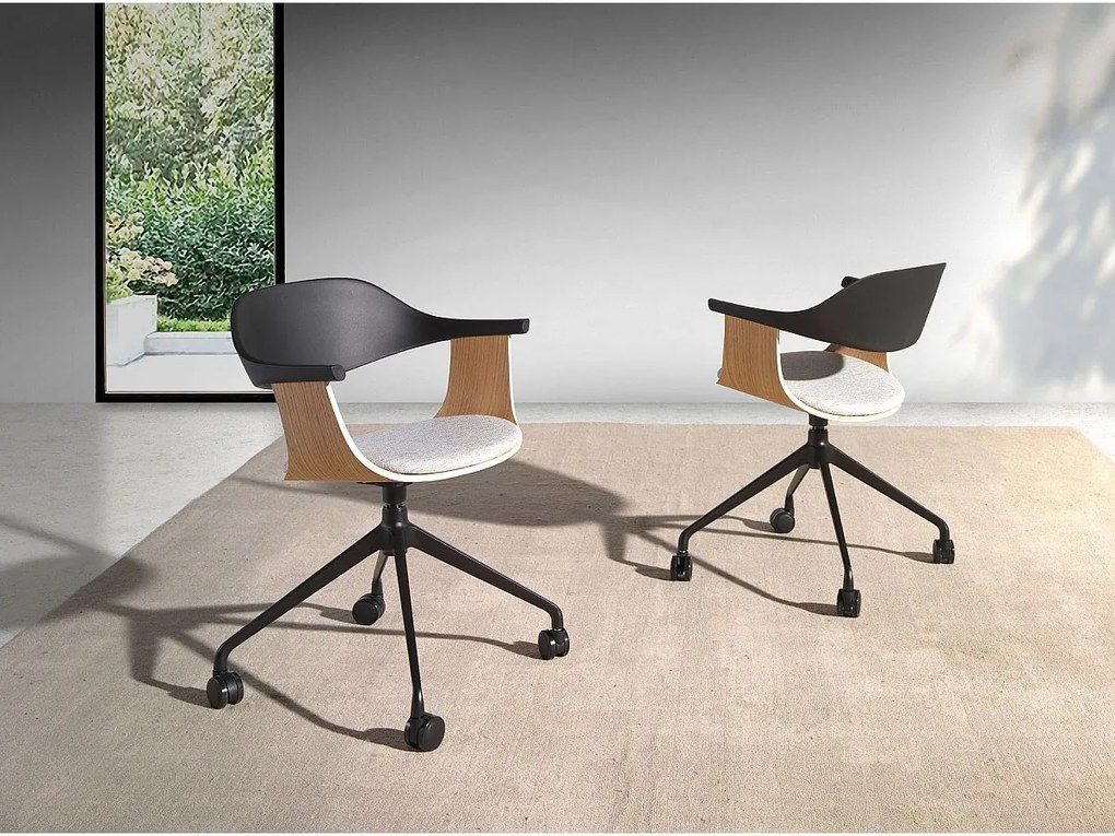 Obrotowe krzesło biurowe z jasnoszarej tkaniny i czarnego PCV 4130 ANGEL CERDA