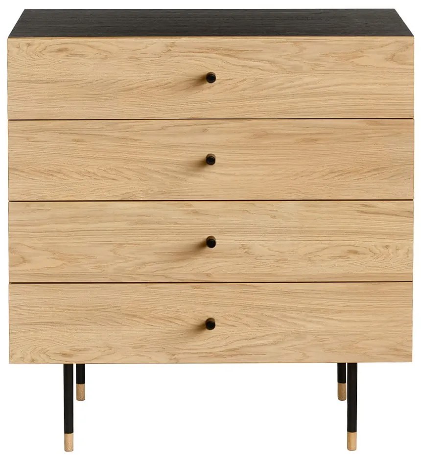 Czarno-naturalna wysoka komoda w dekorze dębu 80x87 cm Jugend – Woodman