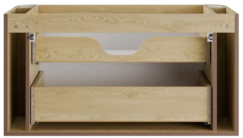 Szafka pod umywalkę nablatową OVALIA CREMONA 2S 100cm dąb cremona z blatem COMAD