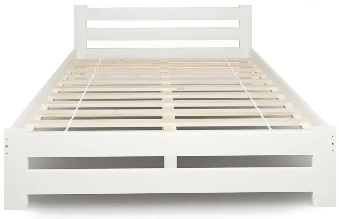 Białe drewniane łóżko z materacem 120x200 Lumok