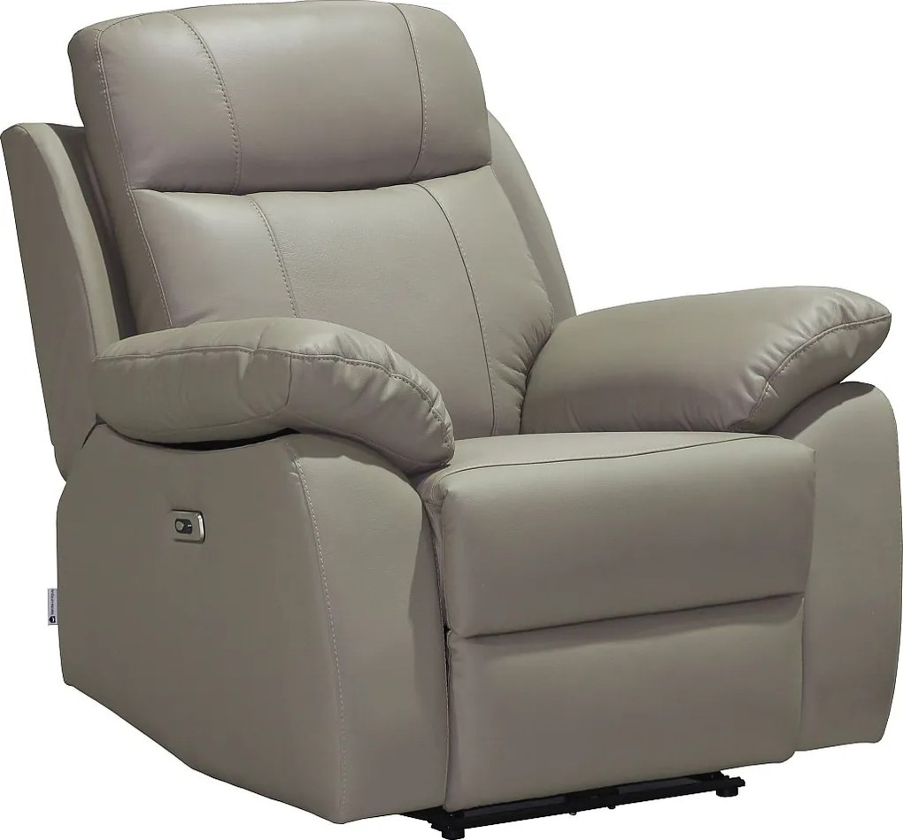 Fotel z elektryczną funkcją relaks ze skóry w kolorze taupe VIPINO