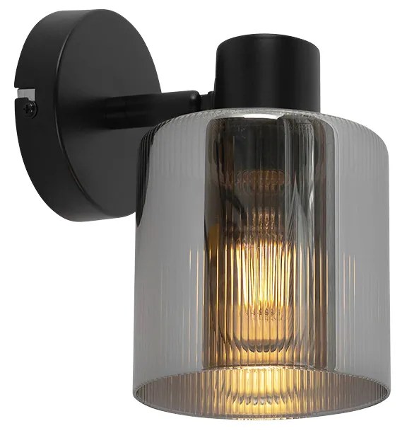 Plafon / Reflektorek / Spot / Spotow / Lampy sufitowe art deco czarny z przydymionym szkłem regulowany - Laura ArtDeco Oswietlenie wewnetrzne