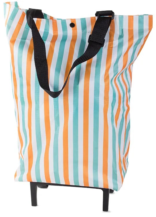 Torba na kółkach STRIPES 49,5x27 cm, biała z paskami