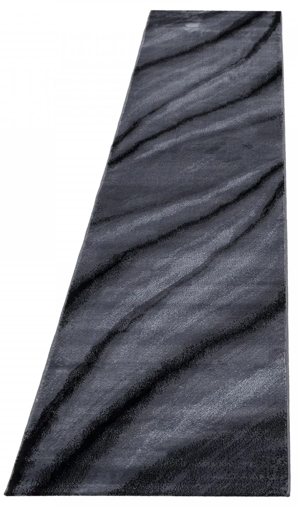 Dywan nowoczesny Miami fale szaro-czarny 80 cm x 300 cm