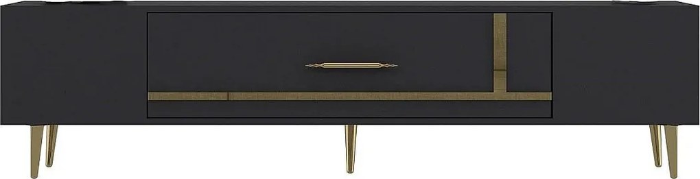 Stojak pod TV – 150 cm x 48,2 cm x 29,6 cm – Antracyt i złoto – Płyta wiórowa