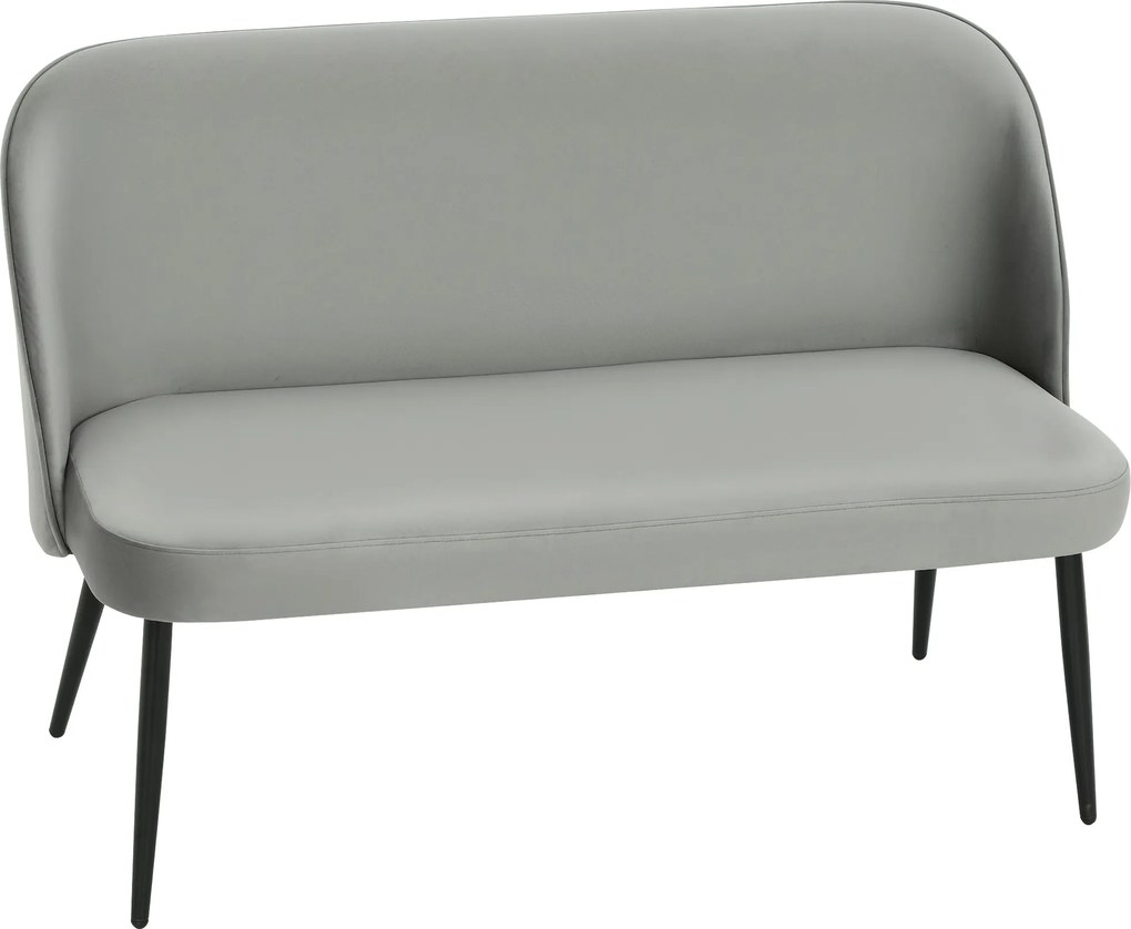 HOMCOM 2-osobowa sofa, nowoczesna tapicerowana kanapa z metalowo-drewnianą ramą, tapicerka o welurowym wyglądzie, Grau