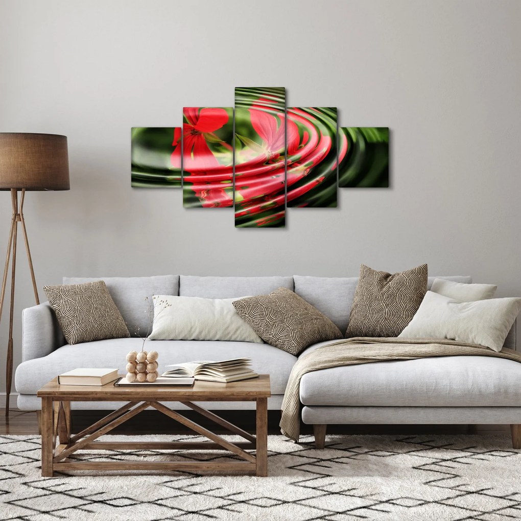 Abstrakcyjny obraz - kwiaty w falach (125x70 cm)