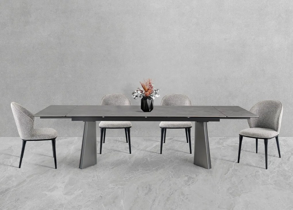 Nowoczesny stół rozkładany Nexus 200(280)×90 cm zachwyca eleganckim białym blatem z masy ceramicznej i solidną podstawą ze stali szczotkowanej. Styl, trwałość i funkcjonalność w jednym – idealny do jadalni i salonu.