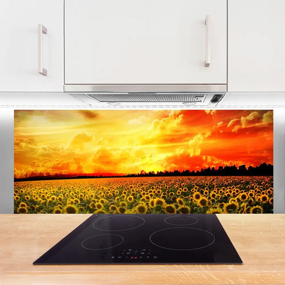 Szkło Dekoracyjne do Kuchni Słoneczniki na Polnej Łące