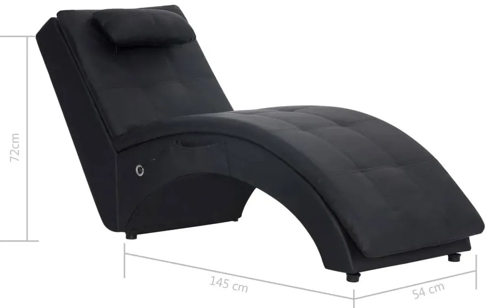 Czarny szezlong z ekoskóry z funkcją masażu H6-P62