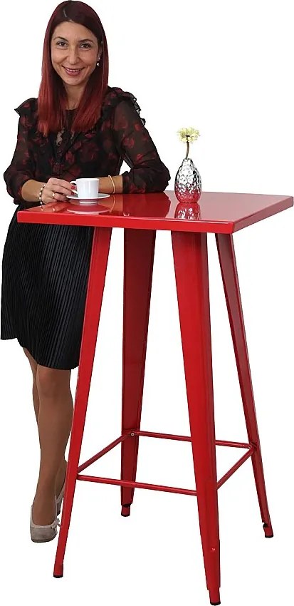 Metalowy stolik barowy MCW-A73,  czerwony