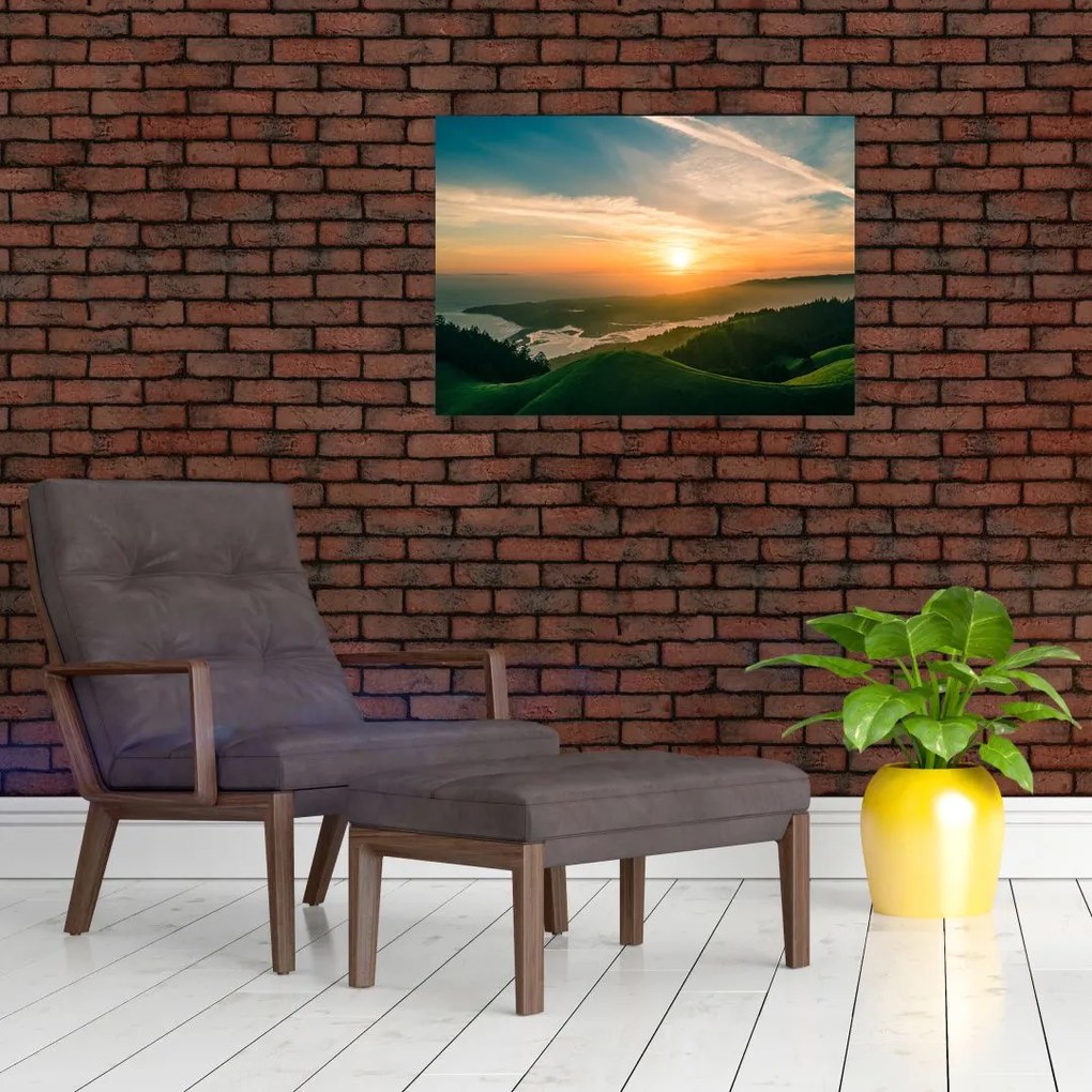 Obraz wschodu słońca nad morzem (70x50 cm)