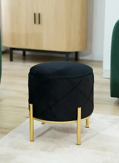 Czarna welurowa pufa glamour na nóżkach P9-W21