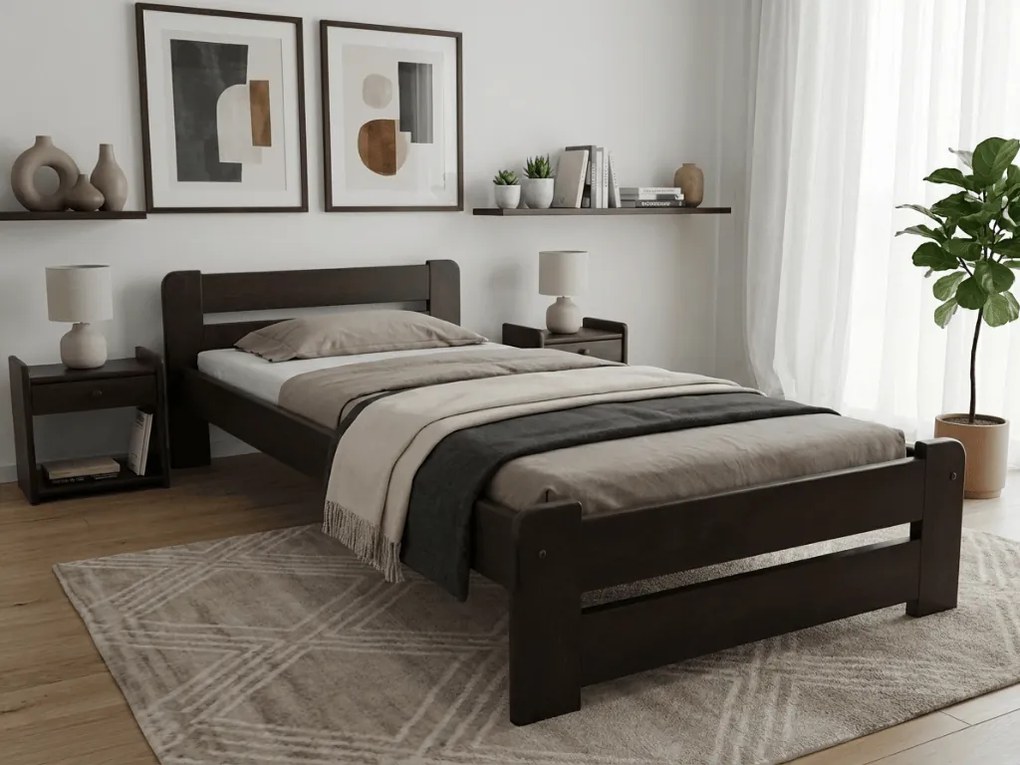 Łóżko Laura 90 x 200 cm, orzech Stelaż: Ze stelażem listwowym rolowanym elastycznym, Materac: Materac Coco Maxi 20 cm