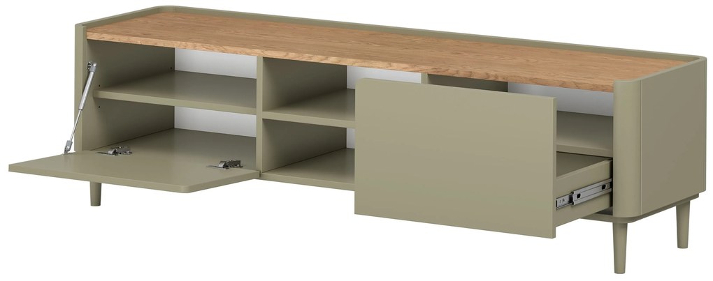 Szafka RTV Elivo 170 cm na nóżkach - eukaliptus / dąb baltic dune