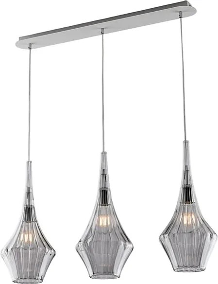 Szyna żelazna Zeus z szarym szkłem Pyrex 3 światła dł. 75 x 10 BL270-BIN3-GR