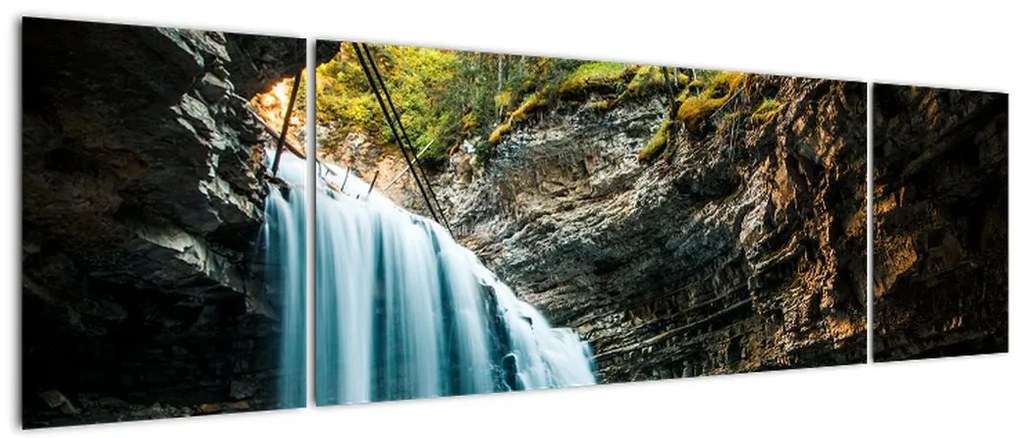 Obraz leśnego wodospadu (170x50 cm)