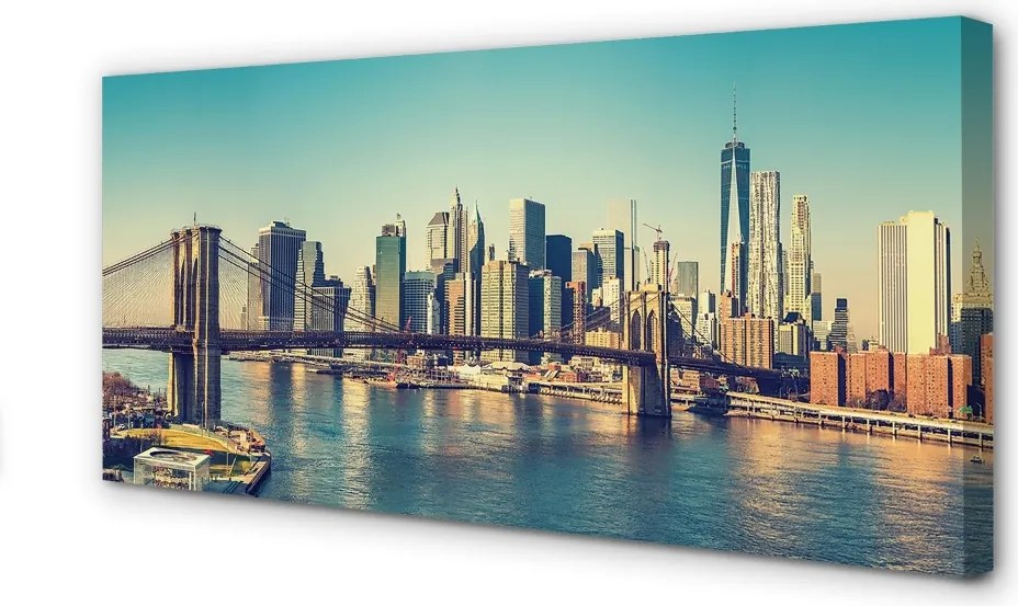 Fotoobraz na płótnie Rzeczna Panorama z Mostem