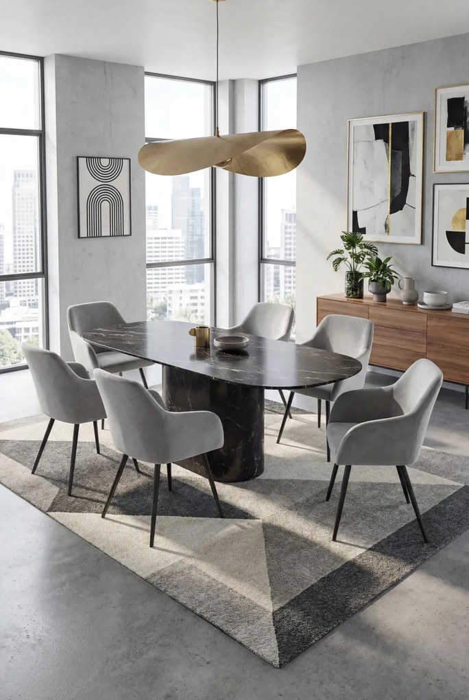 Zestaw 6 szarych krzeseł tapicerowanych welurem - Terviso 2X