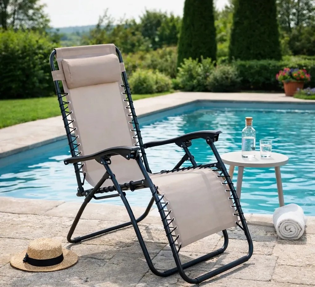 Derby RELAX relaksacyjny fotel ogrodowy beżowy