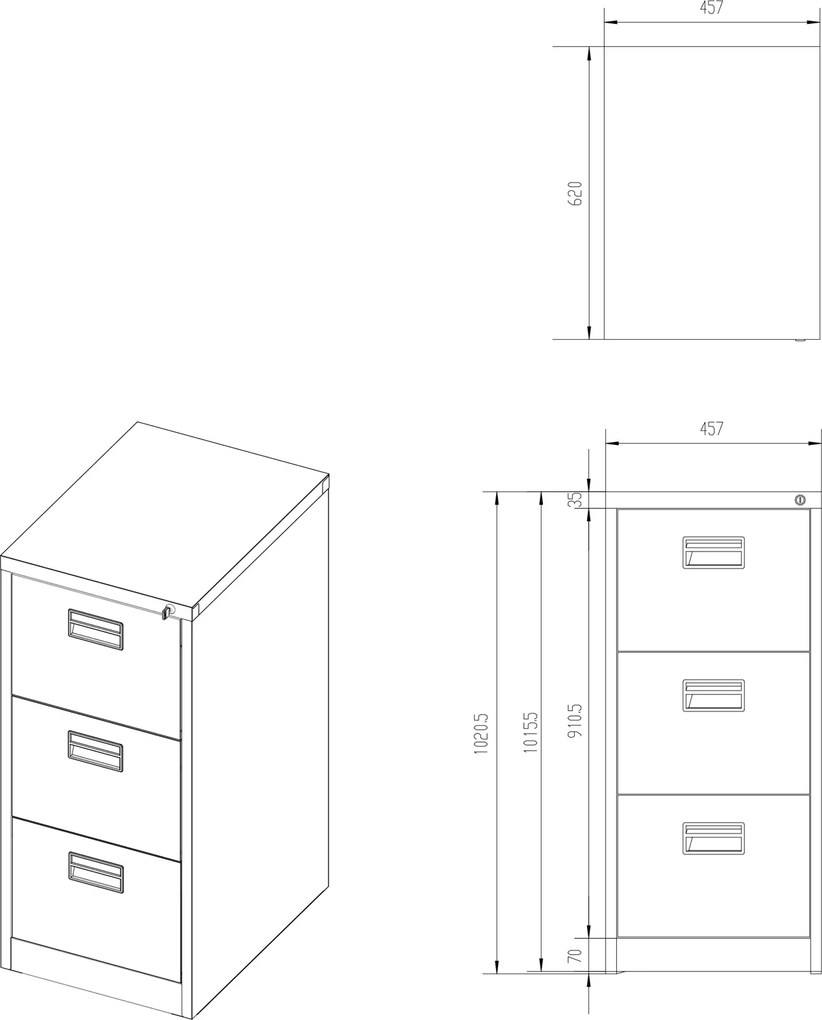 Metalowa szafka kartotekowa 46x62x102 cm Sara V3 biała